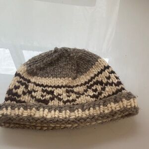Wool Knit cowichan Beanie with Pattern